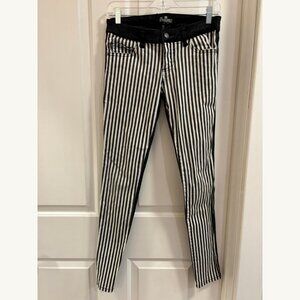 Royal Bones Black & White Striped Skinny Jeans Size 7